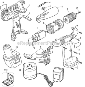 Page A Diagram and Parts List for PS3500 Type 1 Black and Decker Cordless Drill